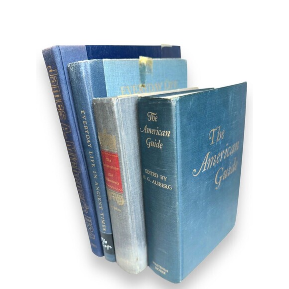Vintage Decorative Books Shelf Staging Props Home Decor Set: BLUE OLD TONES - Picture 12 of 12